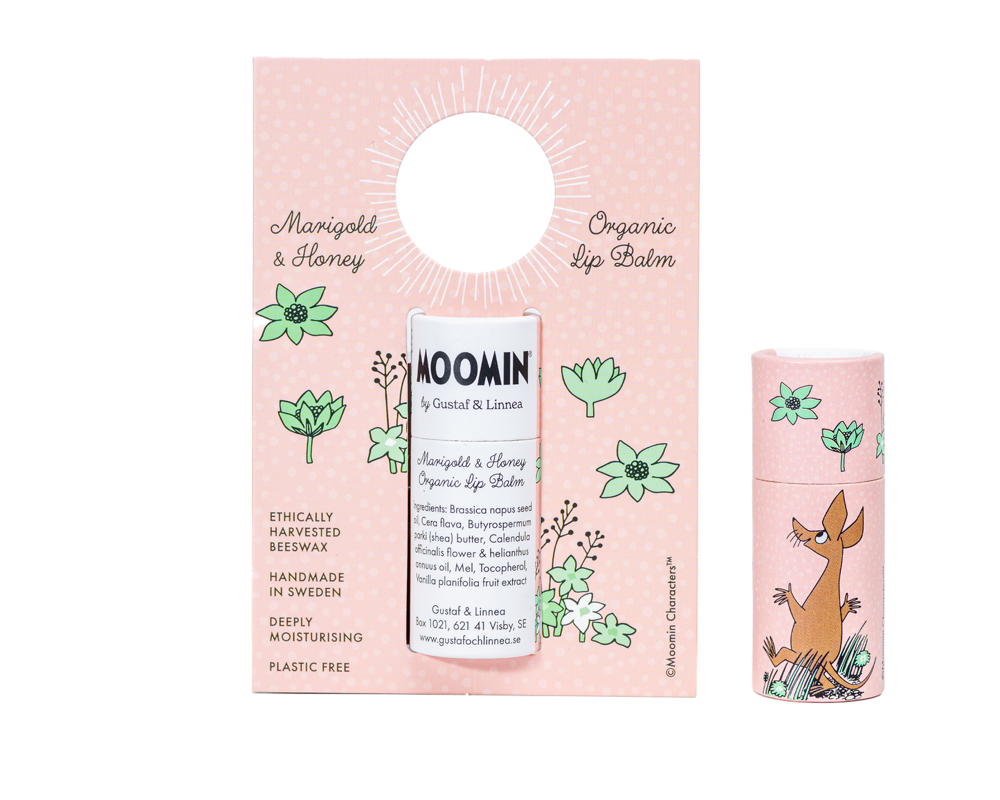 Moomin von Gustaf och Linnea – Lippenbalsam aus Bienenwachs mit Ringelblume und Honig