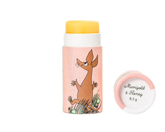 Moomin von Gustaf och Linnea – Lippenbalsam aus Bienenwachs mit Ringelblume und Honig